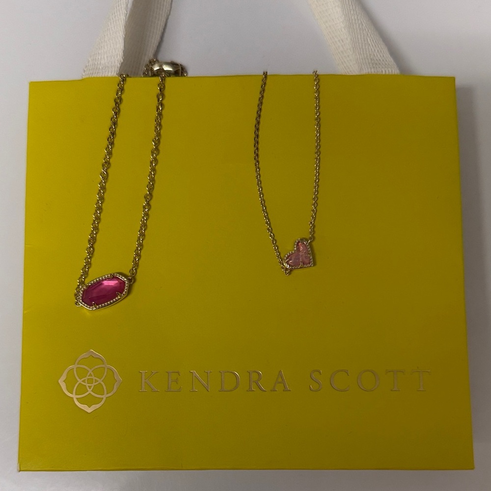 Kendra Scott Pink Stone Gold Pendant Necklaces